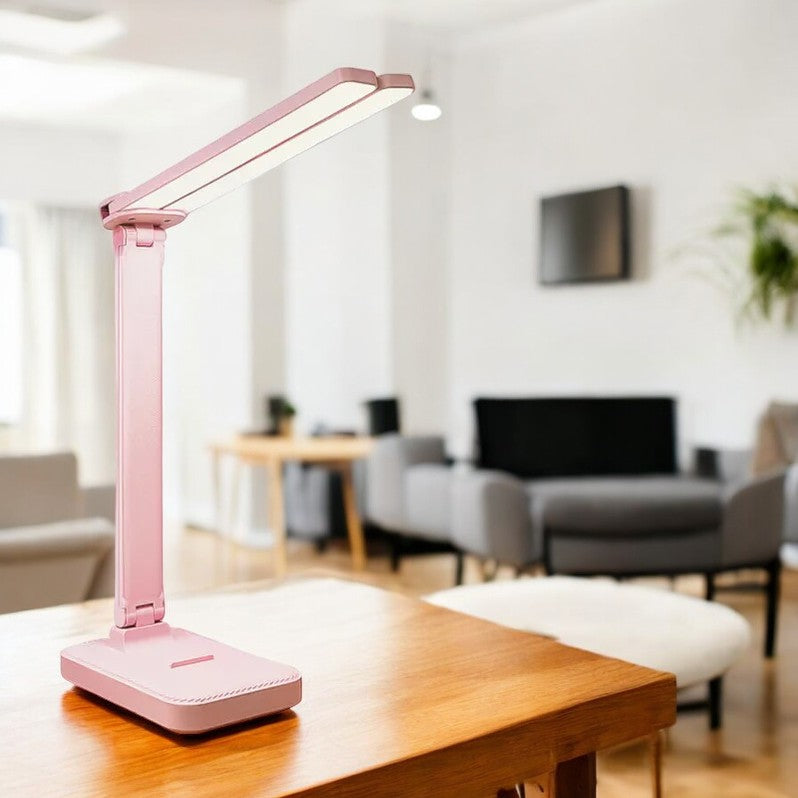 Przenośna lampa LED biurkowa, składana konstrukcja z PVC, nowoczesne oświetlenie domowe z dotykowym panelem.