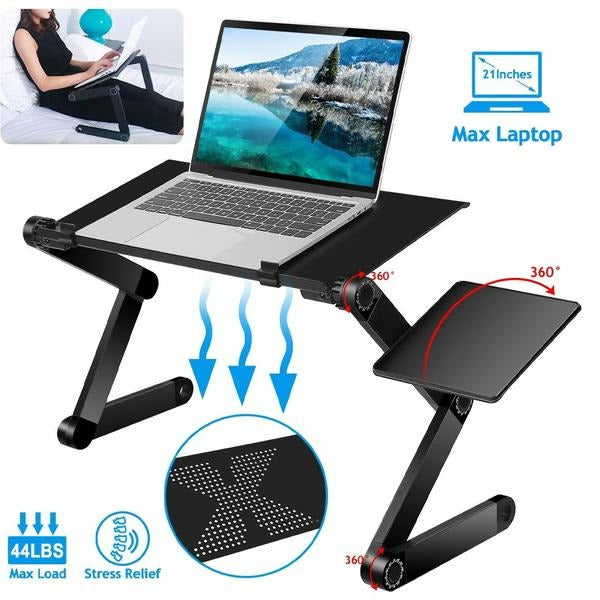 Akcesoria do laptopa: składana podstawka z regulacją i uchwytem na mysz. Idealna do biura i domu.