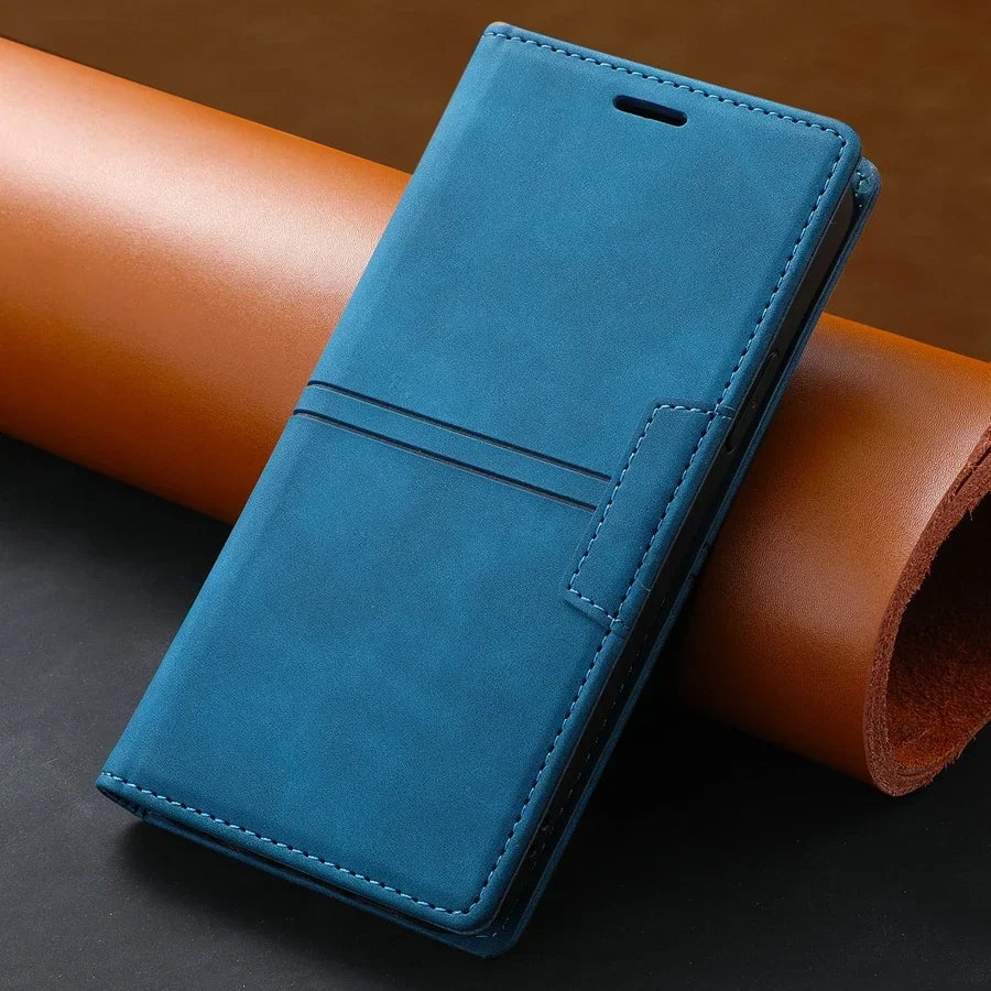 Premium etui skórzane do telefonu Pixel, typ portfel. Zapewnia ochronę przed upadkami i zarysowaniami.