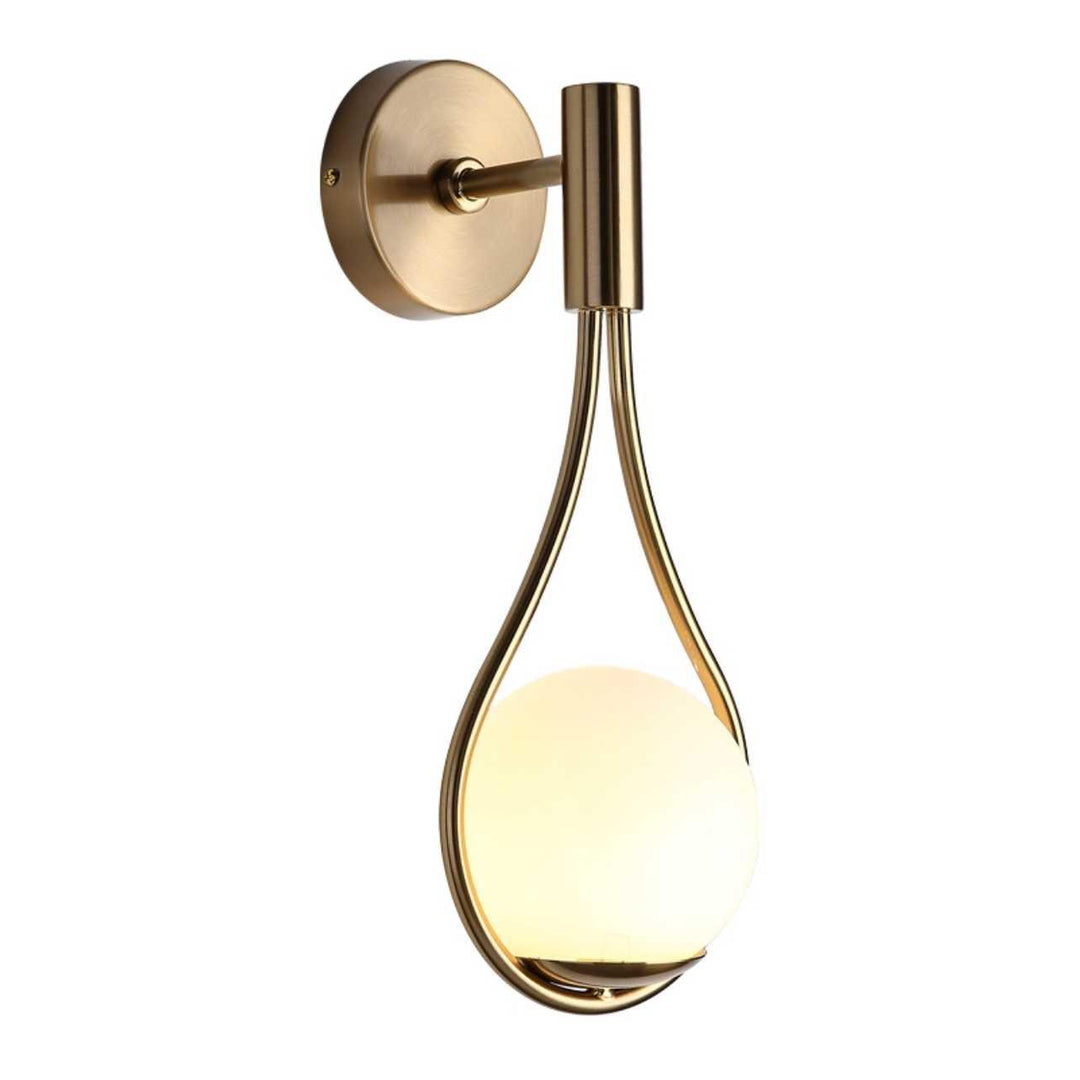 Lampa LED na ścianę, czarno-złota, styl skandynawski, minimalistyczna forma, funkcjonalna.