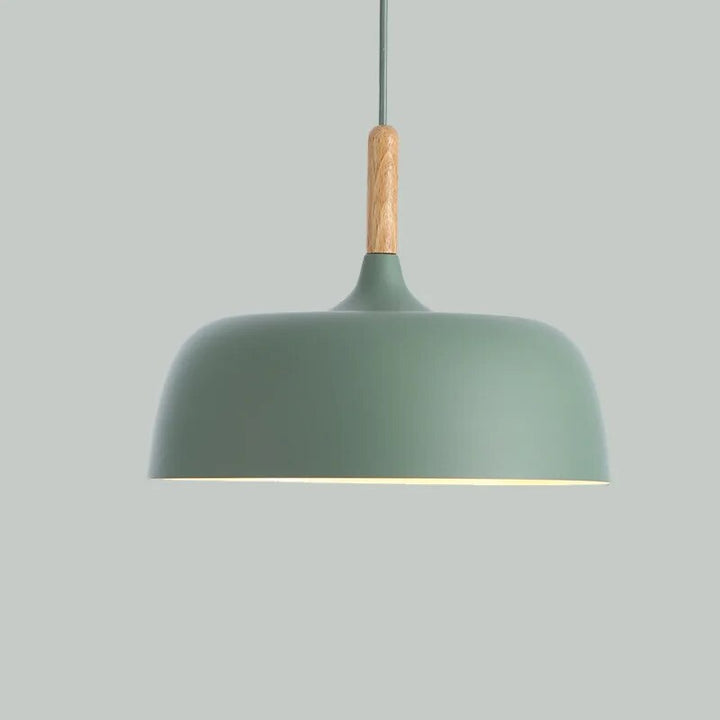Niebieska skandynawska lampa sufitowa LED, idealna do nowoczesnej jadalni i wnętrz domowych.
