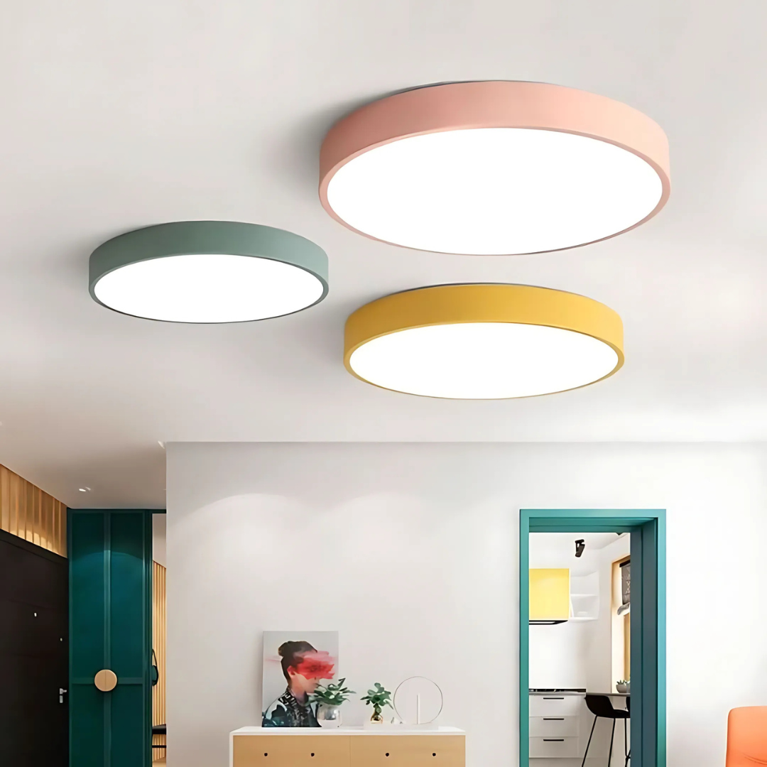 Nowoczesna lampa sufitowa LED w stylu skandynawskim do sypialni.