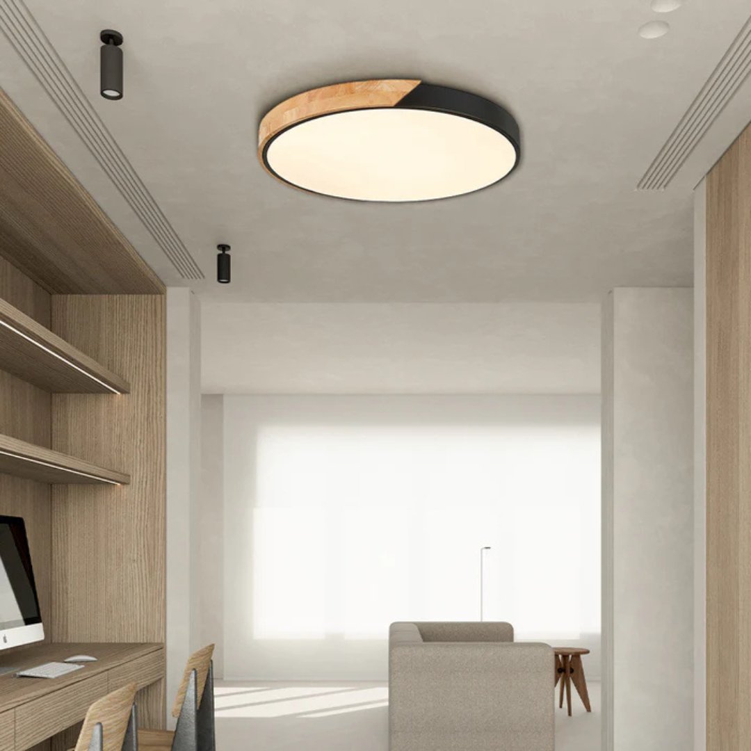 Prosta lampa sufitowa LED. Minimalistyczne oświetlenie skandynawskie.