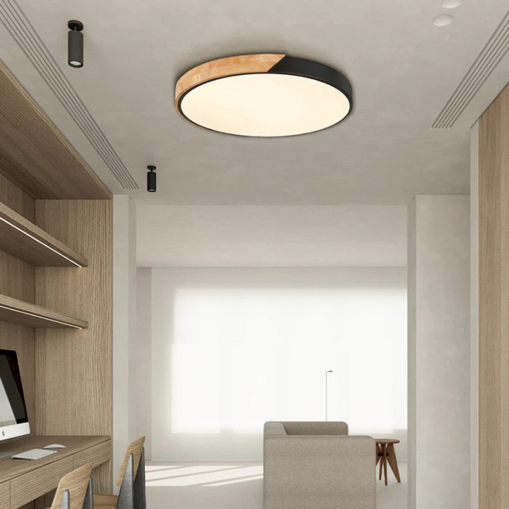 Prosta lampa sufitowa LED. Minimalistyczne oświetlenie skandynawskie.
