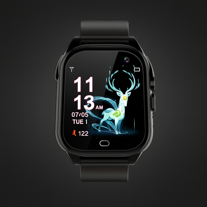 Dziecięcy smartwatch z silikonowym paskiem, trackerem aktywności i dotykowym ekranem. Zabawka edukacyjna.