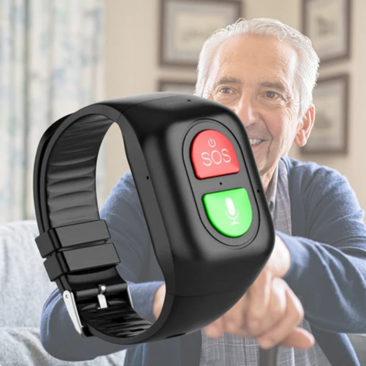 Elegancki smartwatch dla seniora z dużym wyświetlaczem, przyciskiem SOS. Wodoodporny zegarek z GPS 4G.