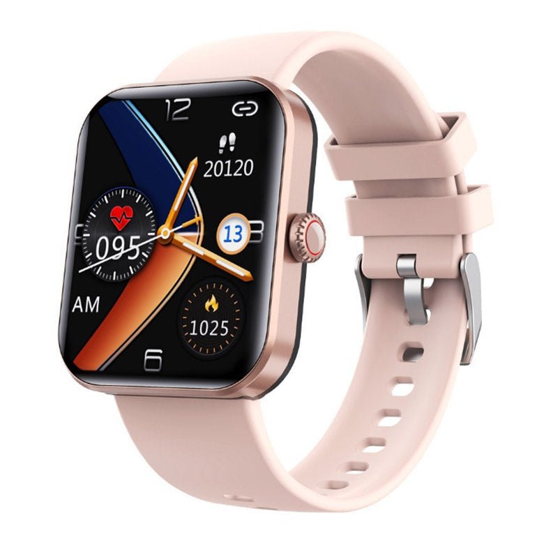 Elegancki smartwatch LED z funkcją bezbolesnego pomiaru glukozy, ciśnienia i pulsu. Dedykowany do monitorowania zdrowia.