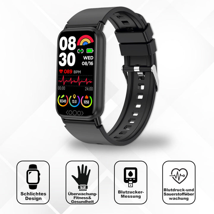 Smartwatch medyczny monitorujący zdrowie: puls, sen, aktywność. Wodoodporny zegarek fitness unisex.