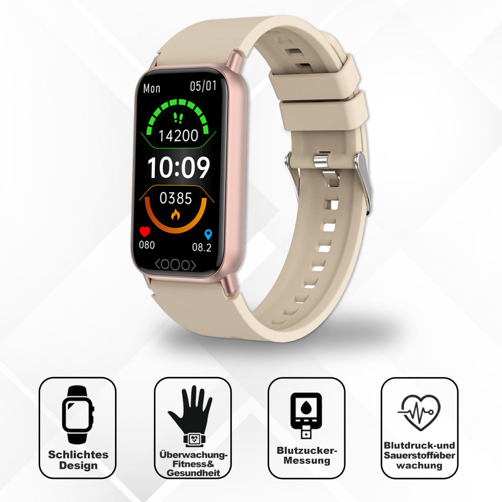 Nowoczesny smartwatch medyczny unisex, monitorujący puls, sen i aktywność. Technologia dla zdrowia.