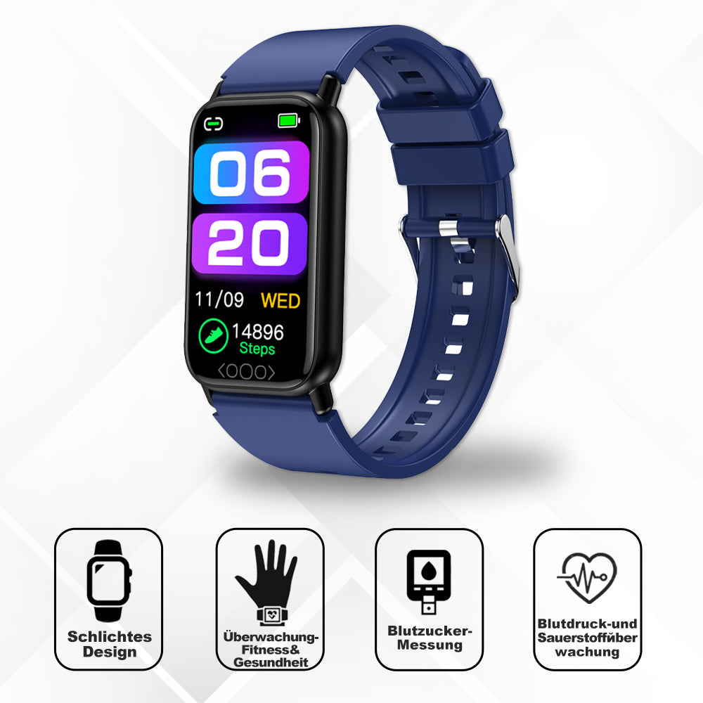Wodoodporny smartwatch medyczny, idealny do monitorowania fitness i aktywności sportowej.