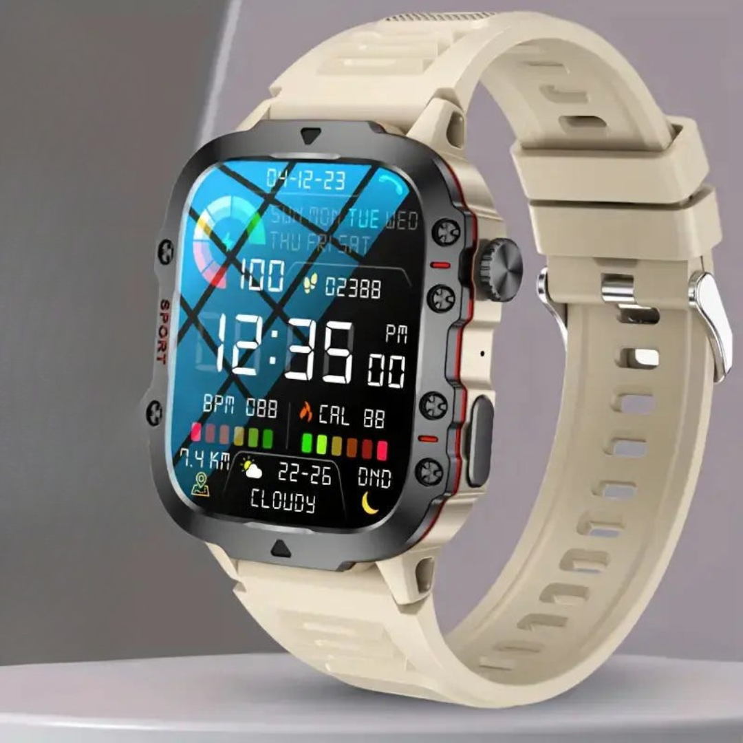 Czarny smartwatch sportowy z trybami fitness. Inteligentny zegarek do monitorowania aktywności, wodoodporny i wytrzymały.