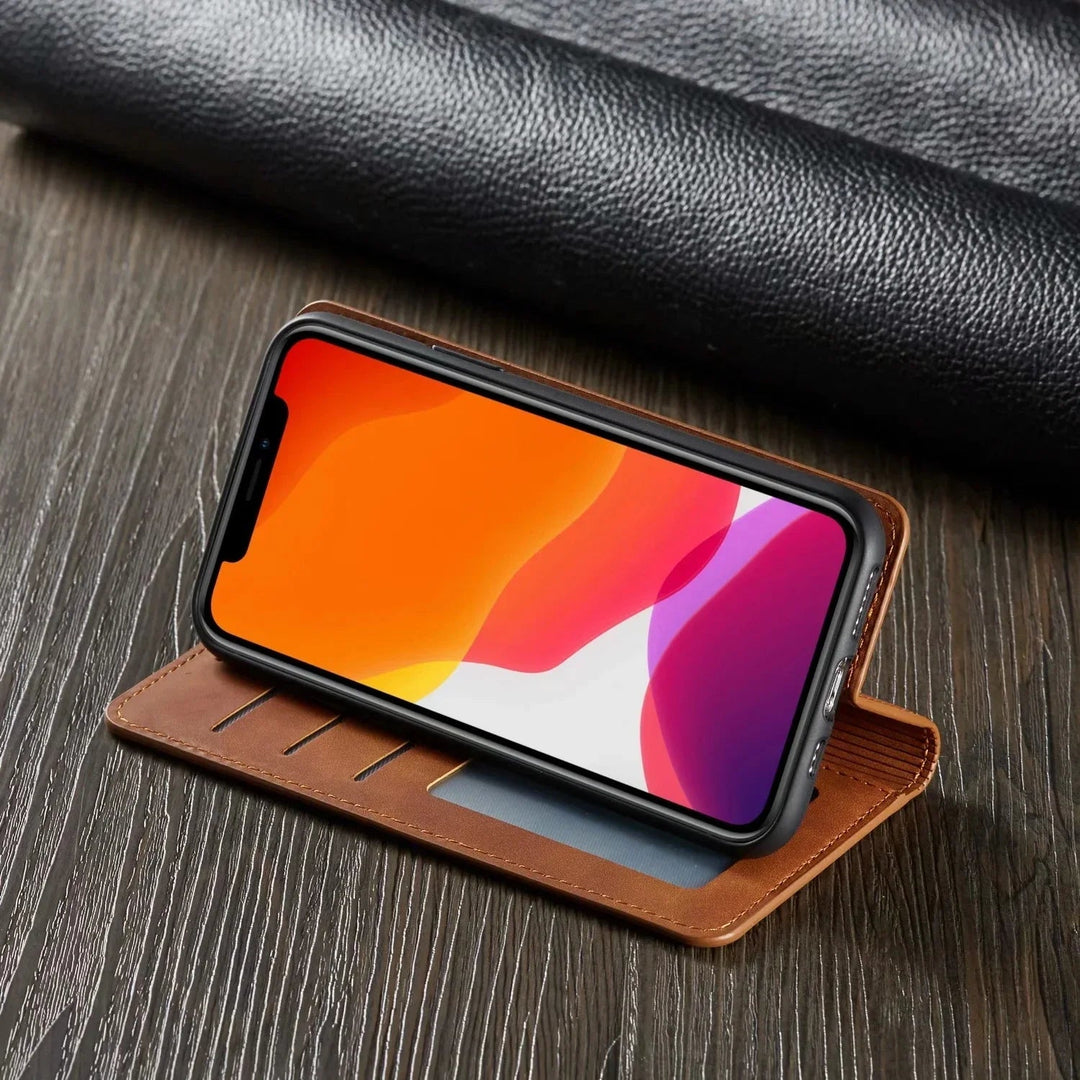 Smukłe etui ochronne dla iPhone'a. Elegancki i wytrzymały pokrowiec magnetyczny, zapewnia pełną ochronę telefonu.