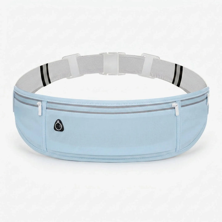Odblaskowy pas na talię unisex do biegania nocą, bezpieczny. Smukła nerka sportowa z etui na telefon.