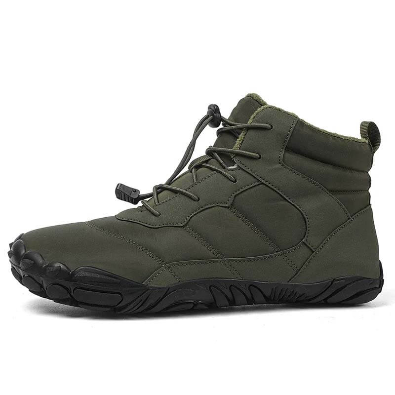 Profil męskich śniegowców barefoot w odcieniu khaki z ocieplanym wnętrzem