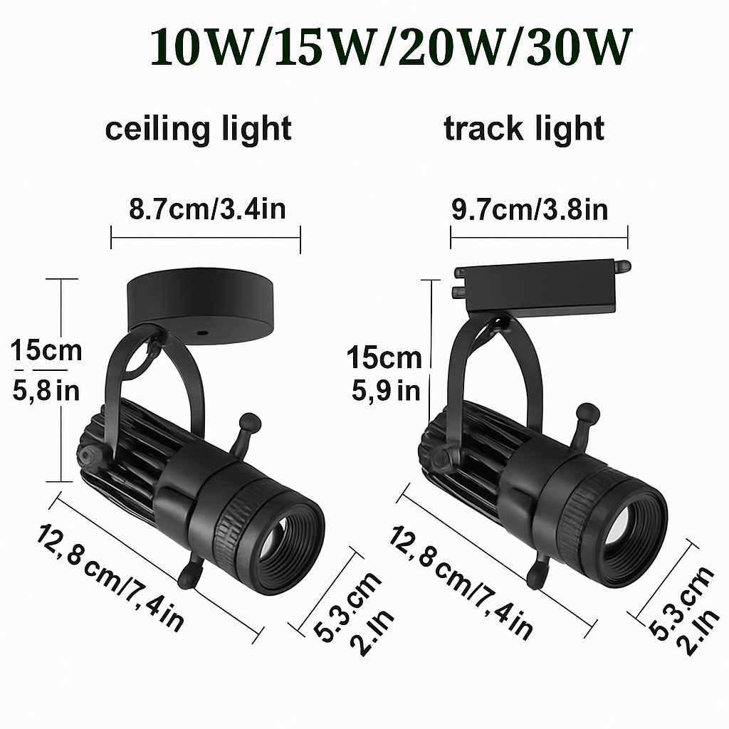 Czarny reflektor LED z możliwością regulacji wiązki światła do biura