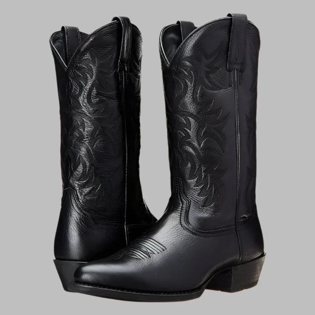 Czarne wsuwane buty kowbojskie do kostki