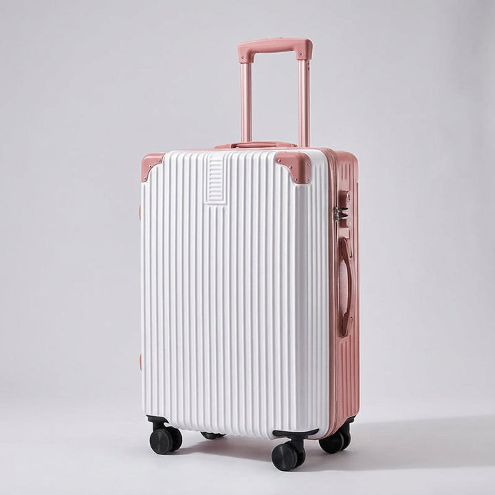 Elegancka walizka retro z ochroną narożników i bezpiecznym zamkiem szyfrowym. Idealny bagaż na podróże.