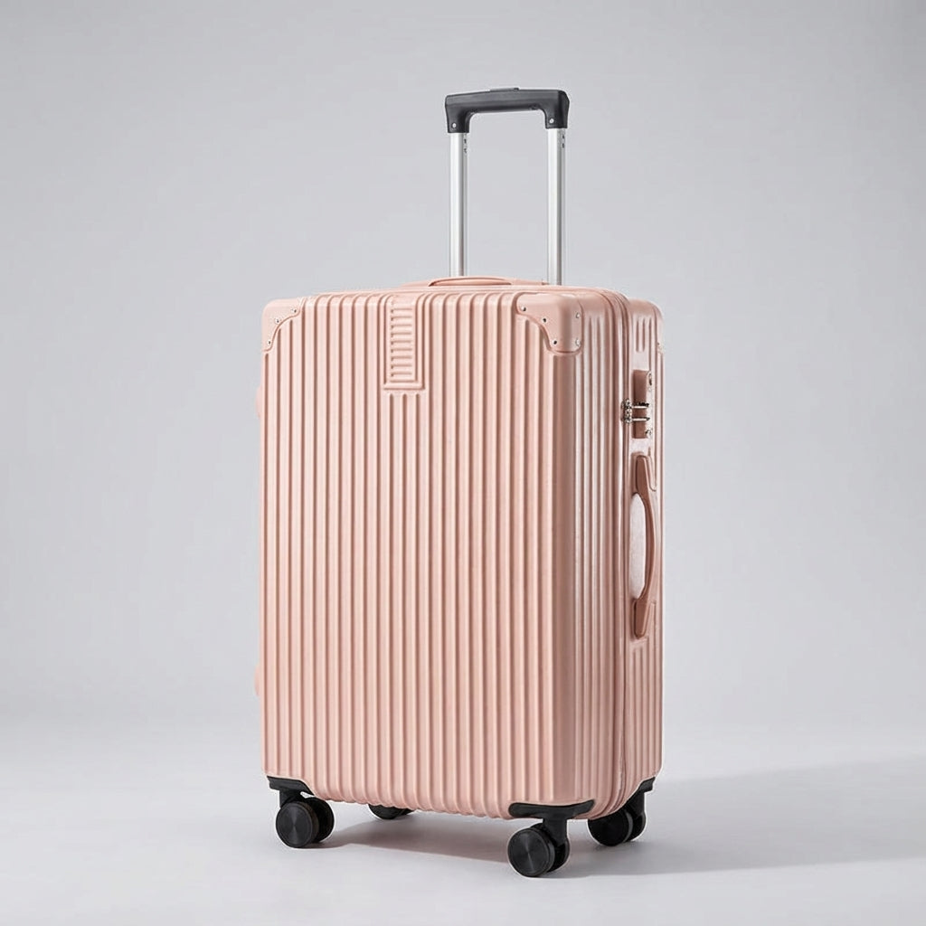 Unisex walizka retro z wytrzymałą obudową, ochroną narożników i zamkiem szyfrowym. Stylowy bagaż.