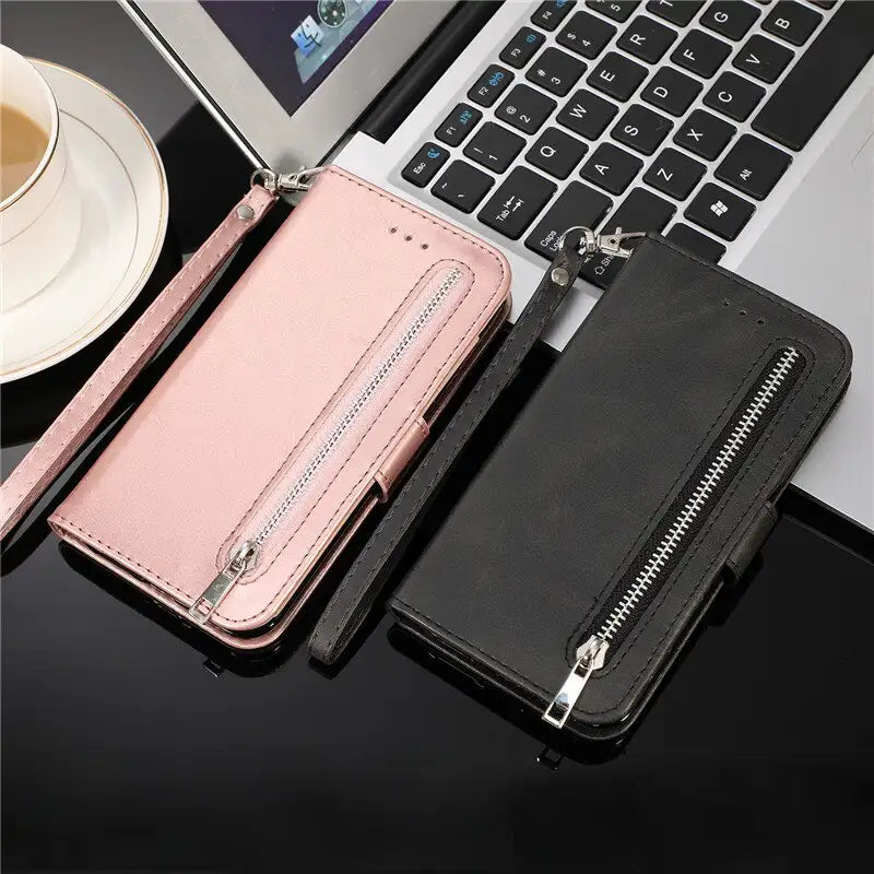 Eleganckie etui z portfelem na zamek, stylowa ochrona i przechowywanie akcesoriów dla Twojego telefonu.