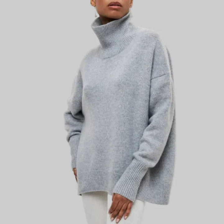 Elegancki gruby sweter z golfem, odzież damska na chłodne dni