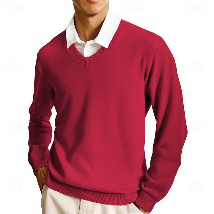 Męski sweter z dekoltem w serek, casualowa elegancja na każdą okazję