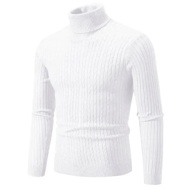 Lekki sweter męski z golfem, klasyczna odzież męska na zimę i co dzień
