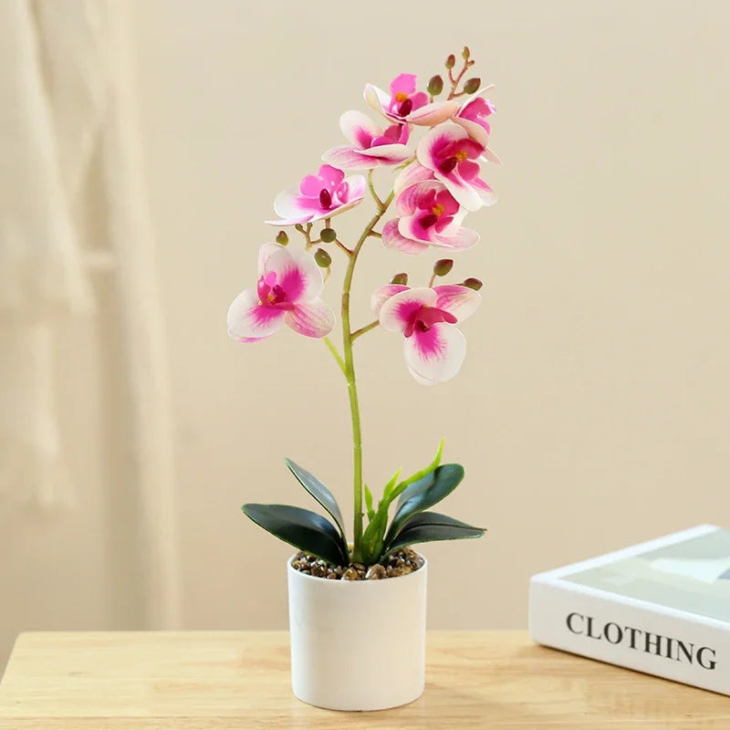 Sztuczny kwiat orchidei Phalaenopsis, wysokiej jakości dekoracja domu, doskonały jako elegancki i trwały prezent.