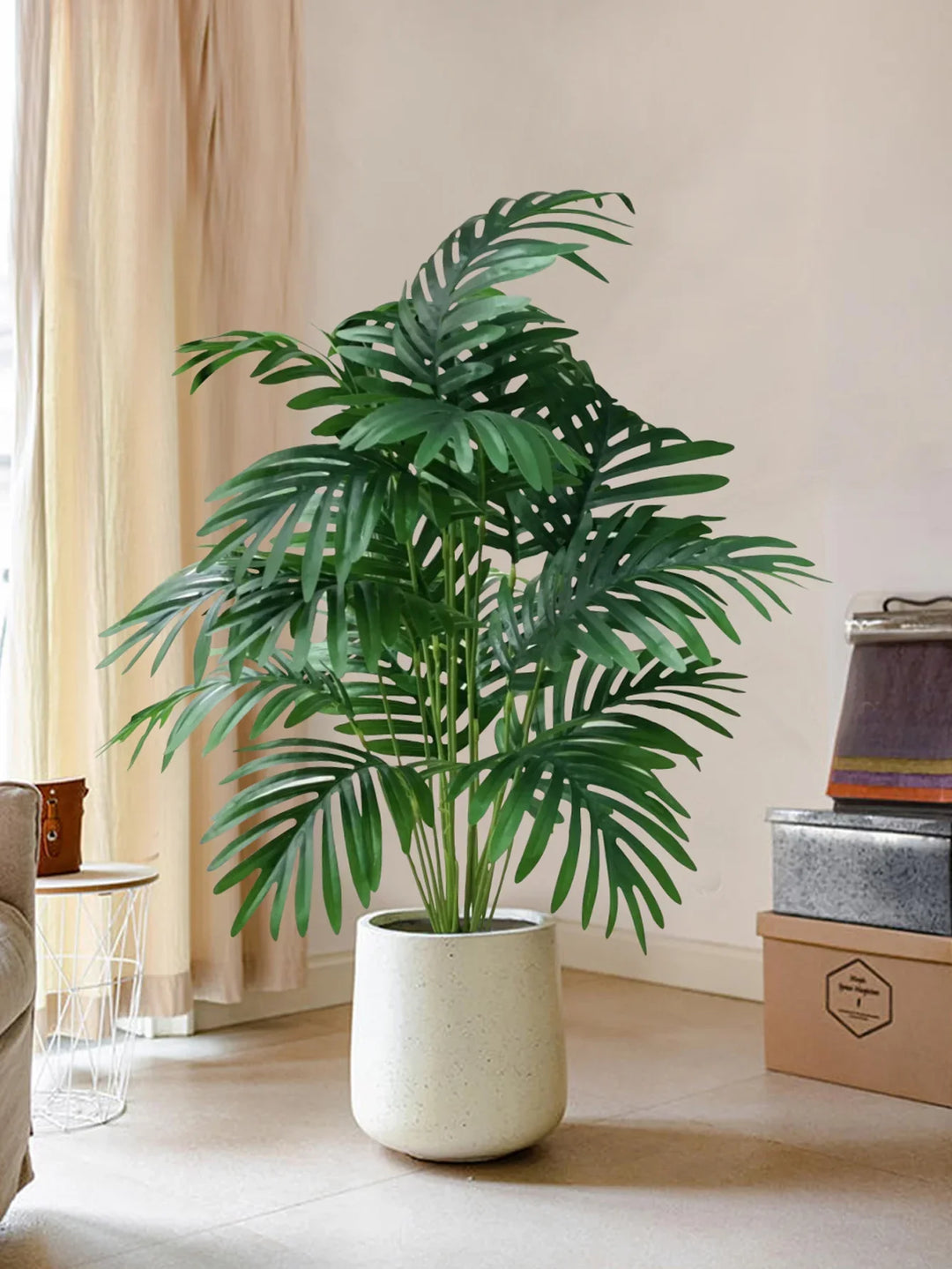 Sztuczna palma tropikalna, zielony akcent do salonu, bezobsługowa dekoracja domu, home decor.