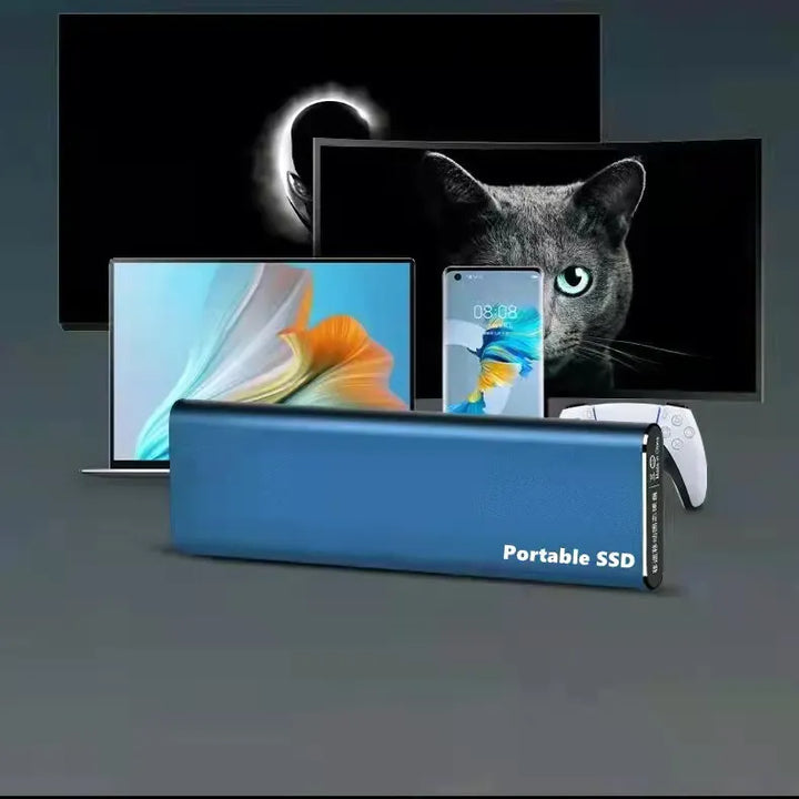 Kompaktowy mobilny dysk SSD 4TB, zewnętrzna pamięć przenośna z interfejsem USB-C dla szybkiego transferu plików.