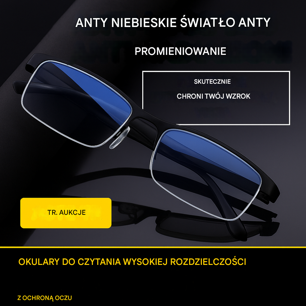 Wygodne okulary progresywne z filtrem ochronnym na wzrok zaprezentowane z boku