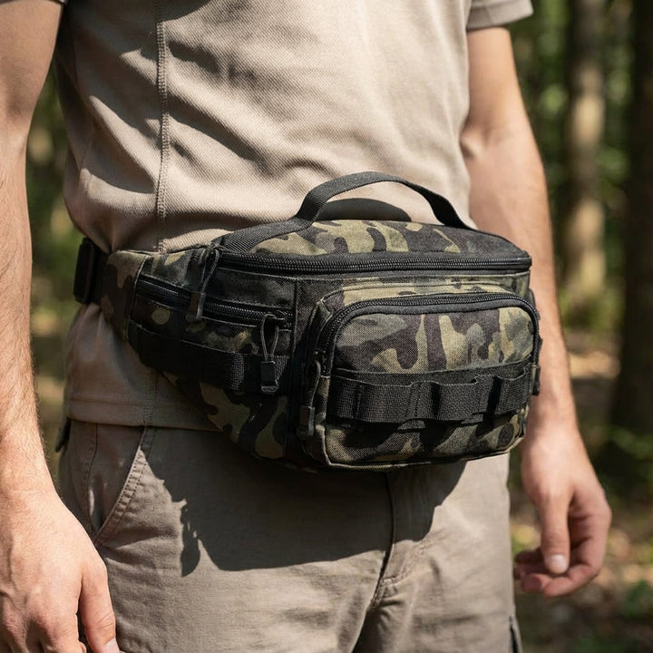 Taktyczna saszetka biodrowa EDC z systemem MOLLE. Idealna nerka na podróże, outdoor i survival.