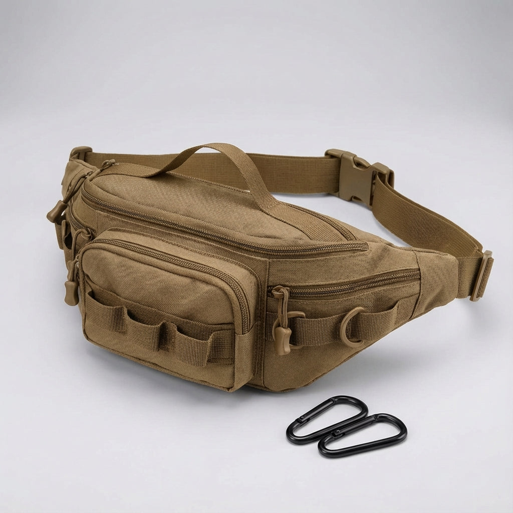 Wytrzymała saszetka biodrowa MOLLE RangerPack. Organizer taktyczny na podróże, survival i EDC sprzęt.