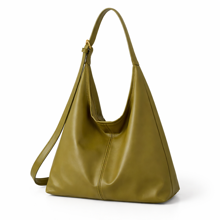 Elegancka torba damska w odcieniu khaki prezentująca fason hobo