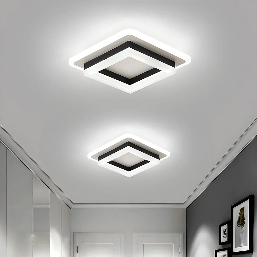 Ultracienka kwadratowa lampa sufitowa LED, skandynawski design. Nowoczesne oświetlenie do salonu.