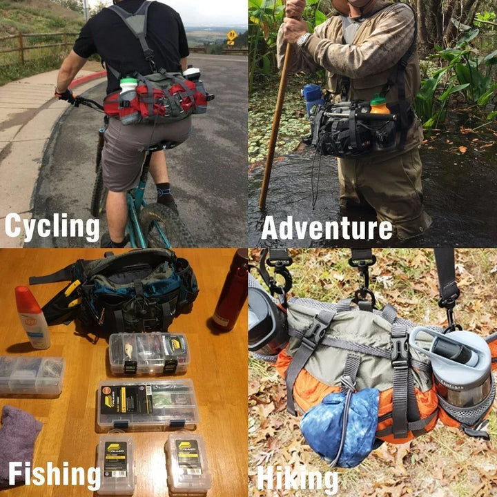 Osoba prezentuje ultralekką wodoodporną torbę Travon. Idealna na bieganie, wędrówki, sport outdoor.