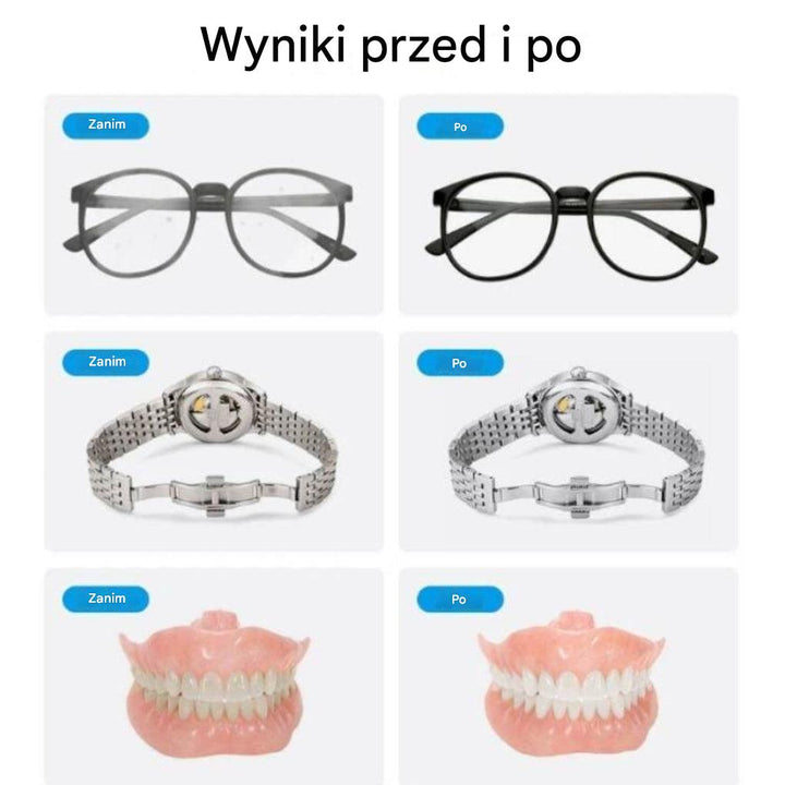 Elektroniczna myjka do biżuterii i okularów w użyciu