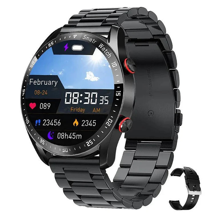 Uniseks smartwatch z nieinwazyjnym pomiarem glukozy i płatnościami NFC. Inteligentny monitor zdrowia i aktywności.