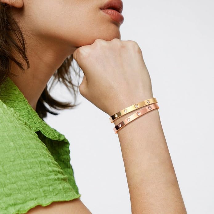 Srebrna bransoletka bangle, uniseksowy dodatek ze śrubami, luksusowa i modna biżuteria codzienna.