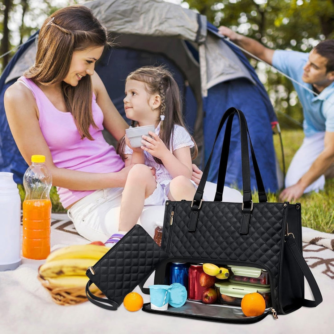 Izolowana torba na lunch i laptop. Wielofunkcyjny organizer do pracy, na podróże. Uniseksowy design na ramię.