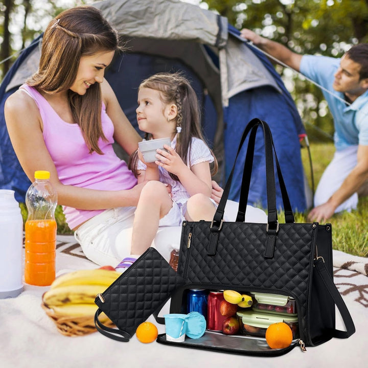 Izolowana torba na lunch i laptop. Wielofunkcyjny organizer do pracy, na podróże. Uniseksowy design na ramię.