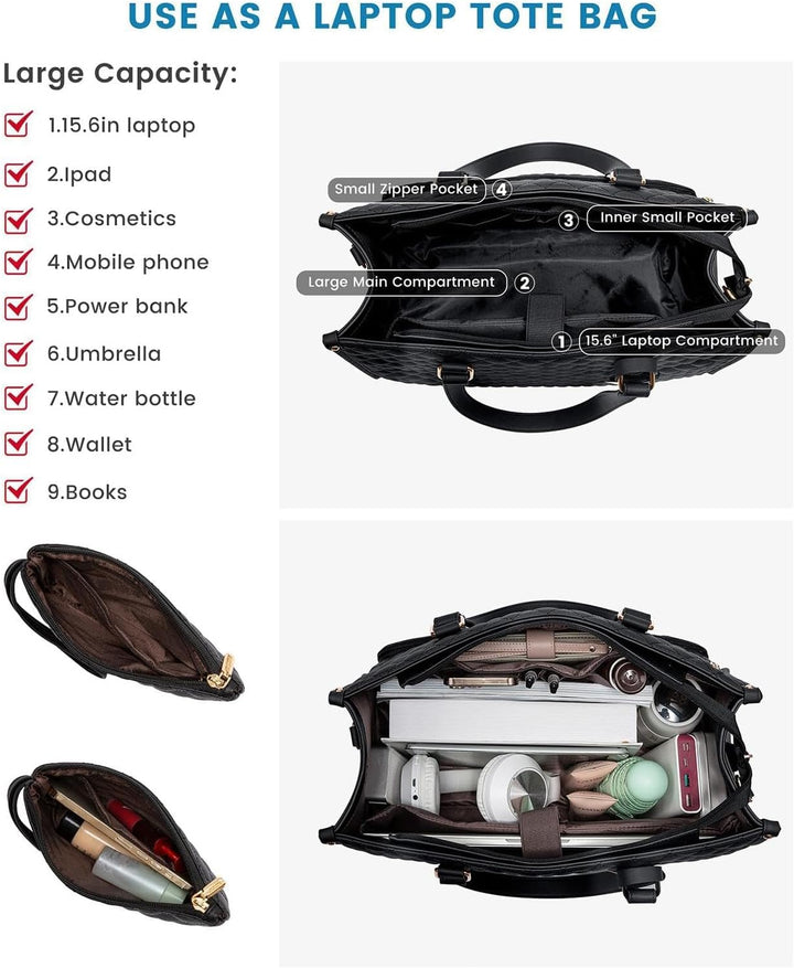 Torba na ramię 2w1: pojemnik na lunch i bezpieczny futerał na laptopa. Uniseksowy design do codziennego użytku.