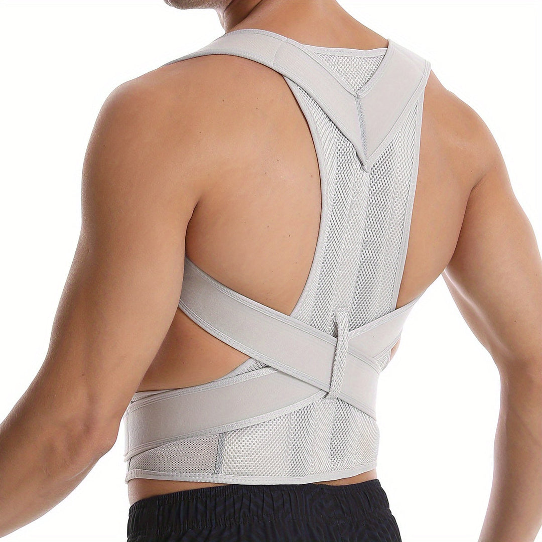 Szczegóły regulacji unisex korektora postawy, ergonomiczny pas lędźwiowy zapewniający optymalne wsparcie pleców.