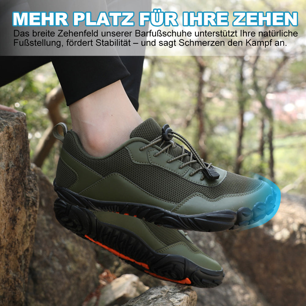 Komfortowe obuwie barefoot unisex z wodoodporną membraną, wspierające naturalny ruch stóp.