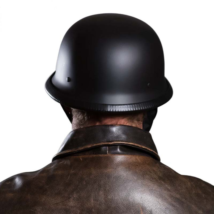 Czarny półkask motocyklowy unisex. Kask ECE/DOT dla cruisera, bezpieczny i stylowy. Komfortowy.
