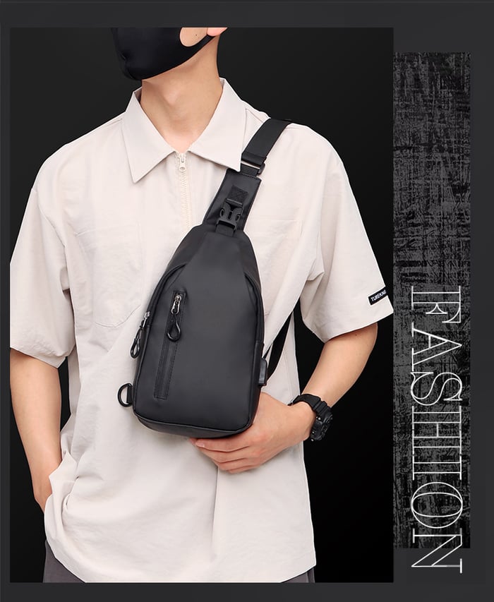 Funkcjonalna torba miejska unisex typu crossbody, minimalistyczny design, na telefon i portfel.