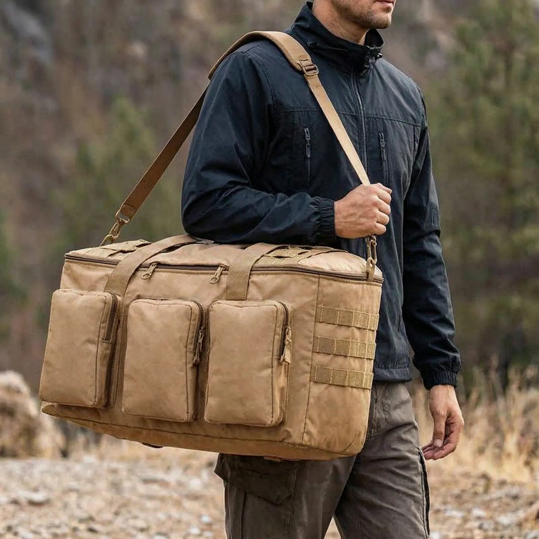 Unisexowa torba sportowa duffel 55L, taktyczna, z wieloma kieszeniami, idealna na kemping i outdoor.