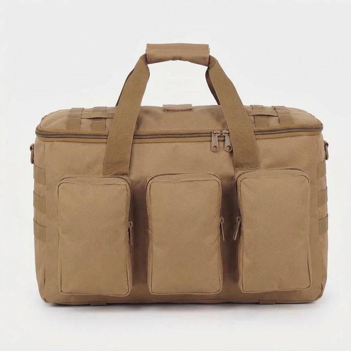 Solidna taktyczna torba podróżna 55L duffel unisex, odporna na warunki outdoorowe i sportowe.