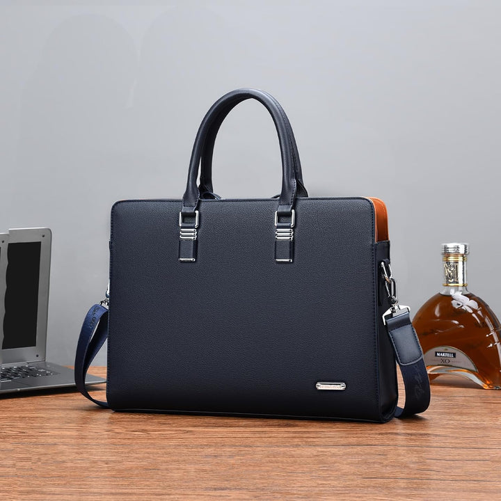 Unisexowa teczka skórzana, elegancka torba biznesowa na laptopa i dokumenty.