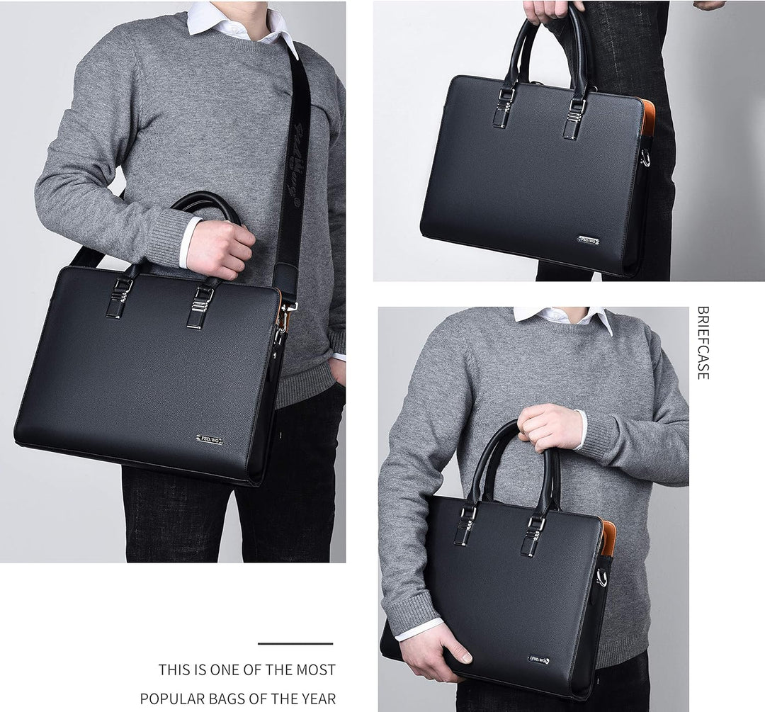 Praktyczna teczka skórzana na laptopa i dokumenty, torba biznesowa unisex, wytrzymała i modna.
