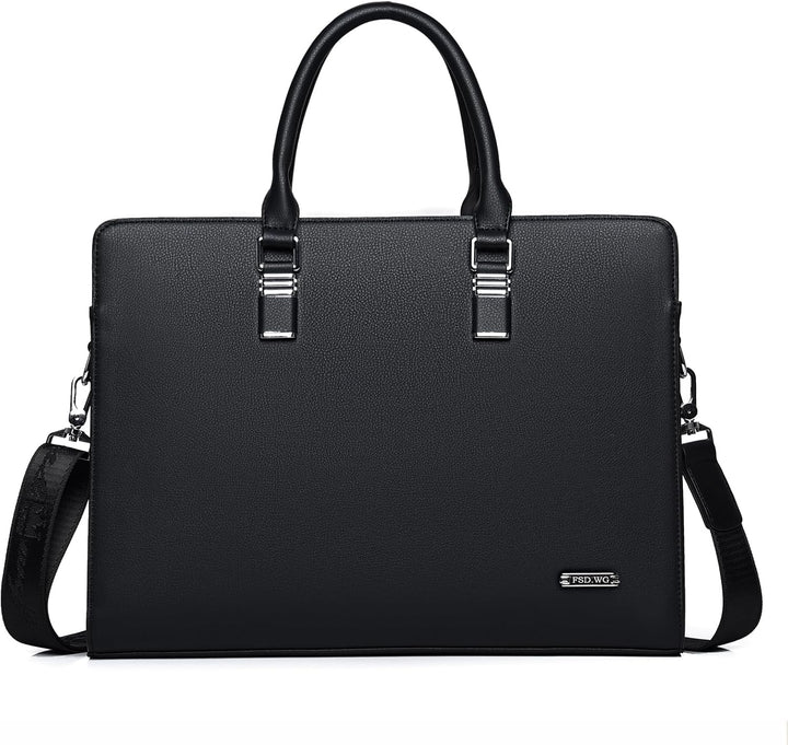 Elegancka torba biznesowa ze skóry, teczka unisex z wieloma kieszeniami na akcesoria.